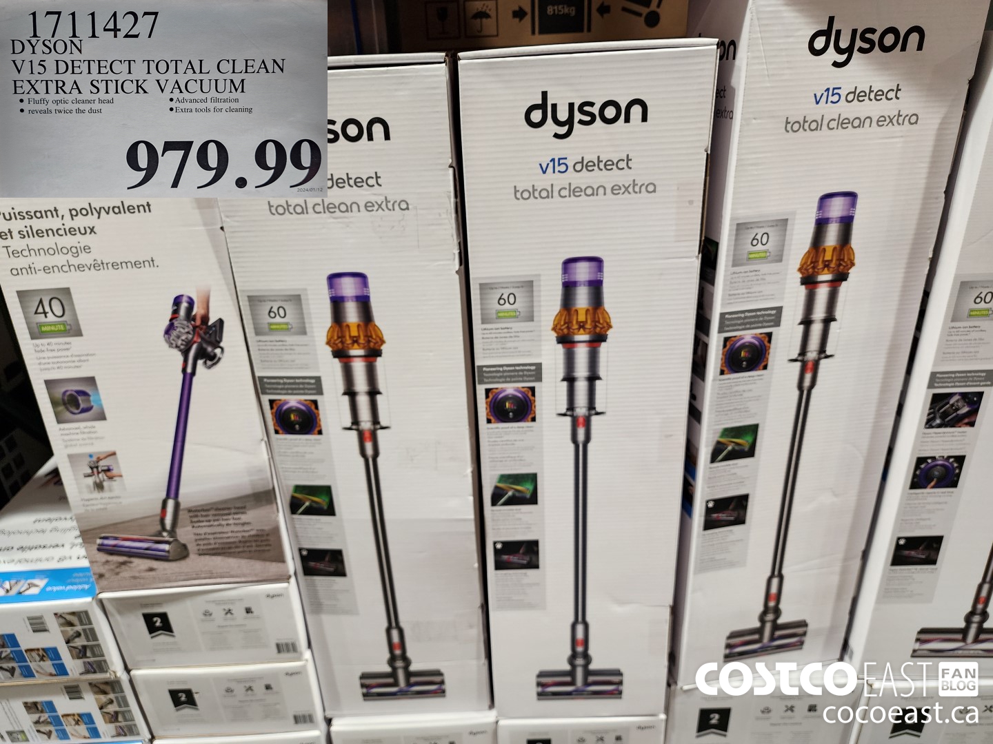 1711427 DYSON V15 DETECT TOTAL CLEAN EXTRA STICK VACUUM $979.99