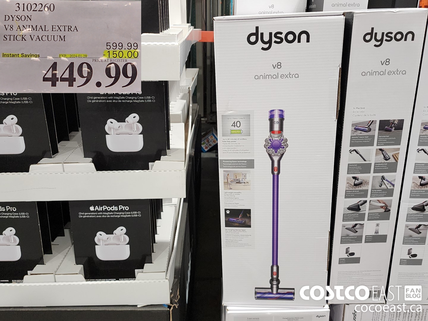 3102260 DYSON ~ V8 ANIMAL EXTRA STICK VACUUM 2024-01--28 ($150.00 INSTANT SAVINGS EXPIRES ON 2024-01-28) $449.99