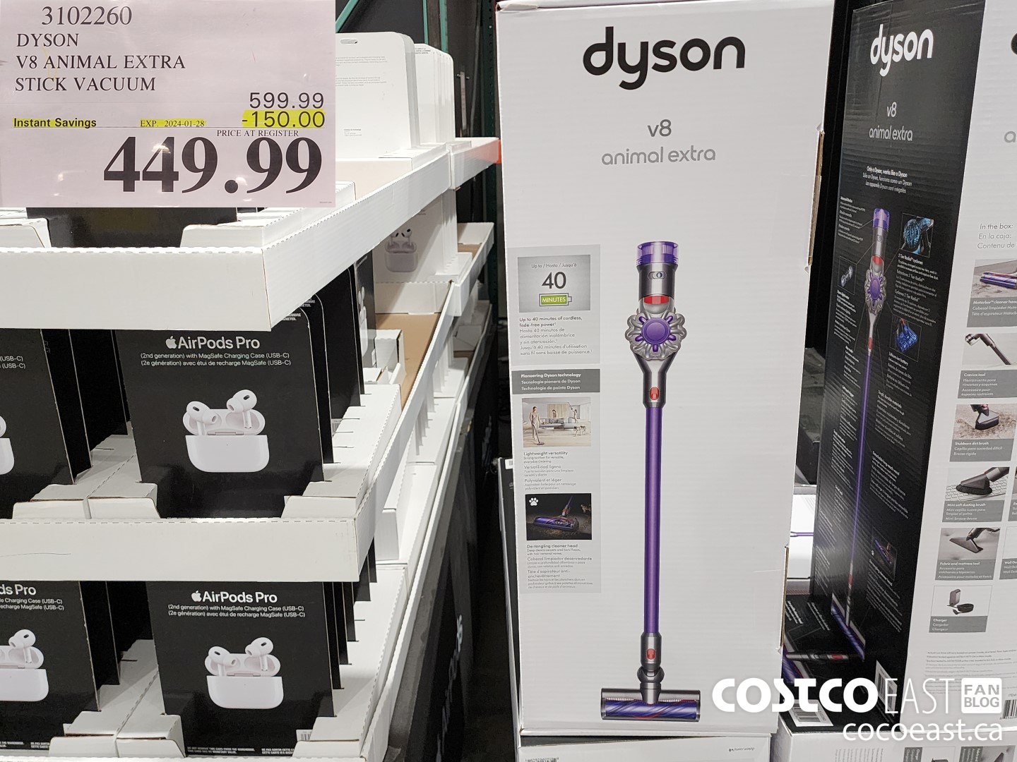 3102260 DYSON ~ V8 ANIMAL EXTRA STICK VACUUM 2024-01--28 ($150.00 INSTANT SAVINGS EXPIRES ON 2024-01-28) $449.99