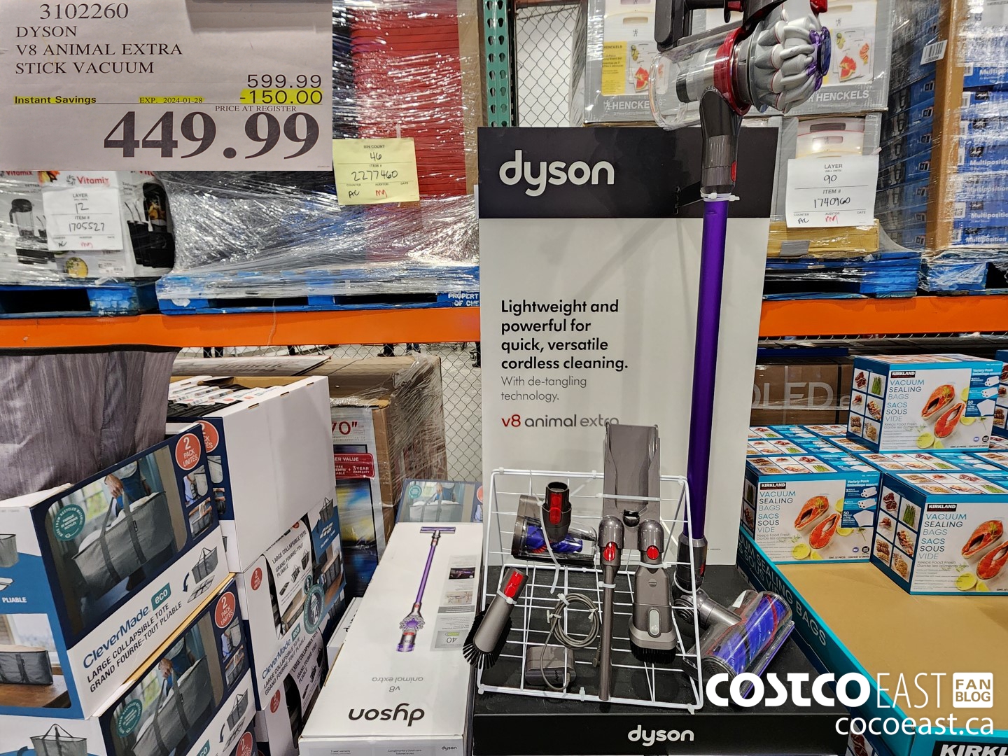 3102260 DYSON ~ V8 ANIMAL EXTRA STICK VACUUM 2024-01--28 ($150.00 INSTANT SAVINGS EXPIRES ON 2024-01-28) $449.99