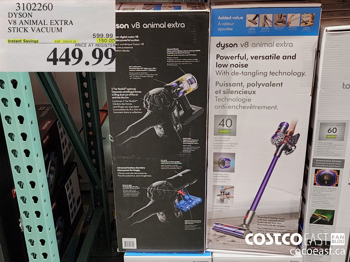 3102260 DYSON ~ V8 ANIMAL EXTRA STICK VACUUM ($150.00 INSTANT SAVINGS EXPIRES ON 2024-01-28) $449.99