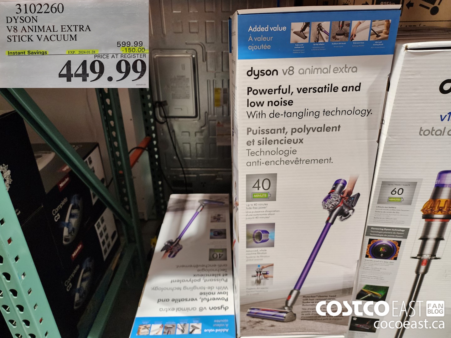 3102260 DYSON ~ V8 ANIMAL EXTRA STICK VACUUM ($150.00 INSTANT SAVINGS EXPIRES ON 2024-01-28) $449.99