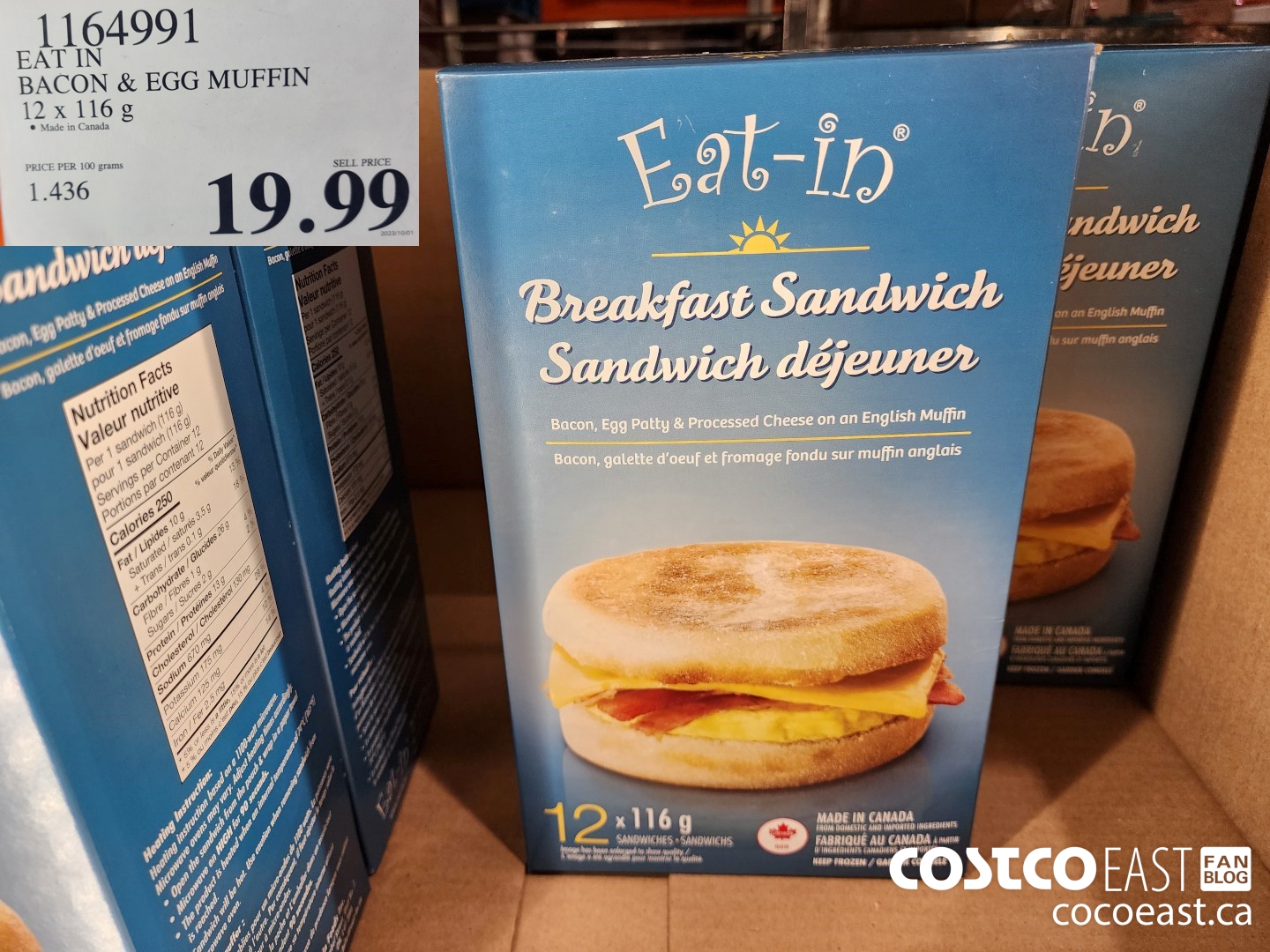 1164991 EAT IN BACON & EGG MUFFIN 12 X 116 G $19.99