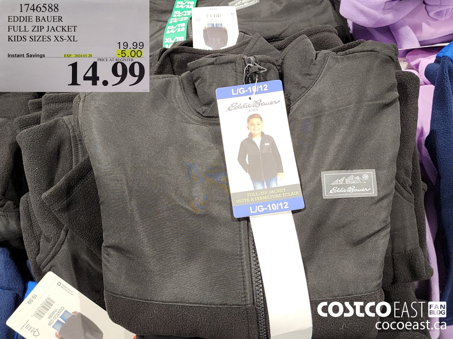 1746588 EDDIE BAUER FULL ZIP JACKET KIDS SIZES XS-XL ($5.00 INSTANT SAVINGS EXPIRES ON 2024-01-28) $14.99