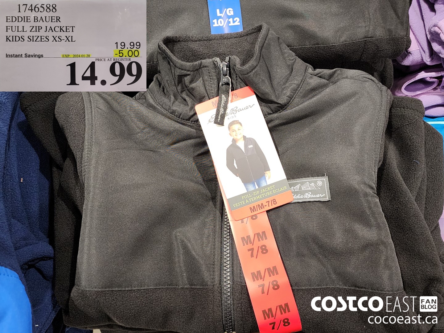 1746588 EDDIE BAUER FULL ZIP JACKET KIDS SIZES XS-XL ($5.00 INSTANT SAVINGS EXPIRES ON 2024-01-28) $14.99