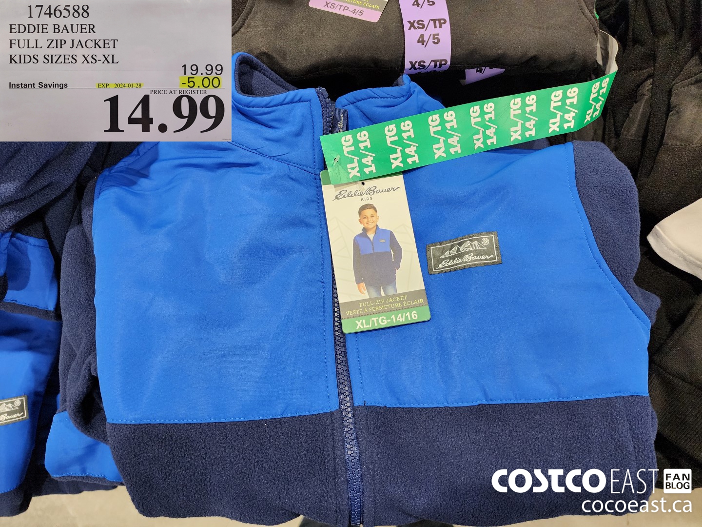 1746588 EDDIE BAUER FULL ZIP JACKET KIDS SIZES XS-XL ($5.00 INSTANT SAVINGS EXPIRES ON 2024-01-28) $14.99