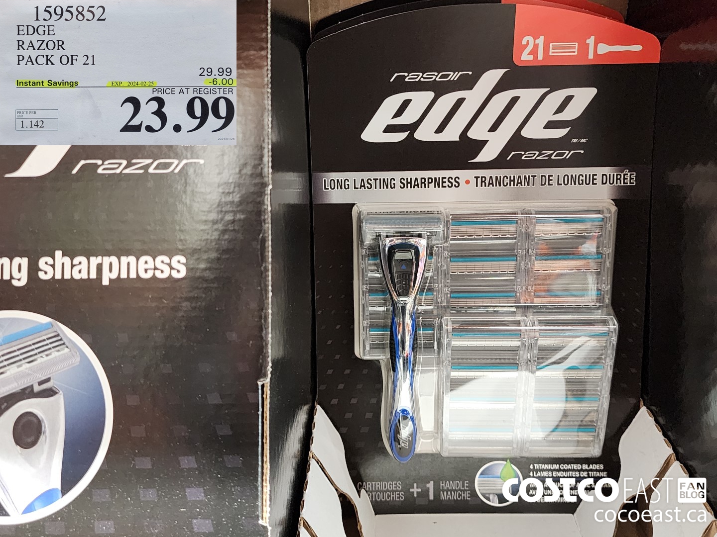 1595852 EDGE RAZOR PACK OF 21 ($6.00 INSTANT SAVINGS EXPIRES ON 2024-02-25) $23.99