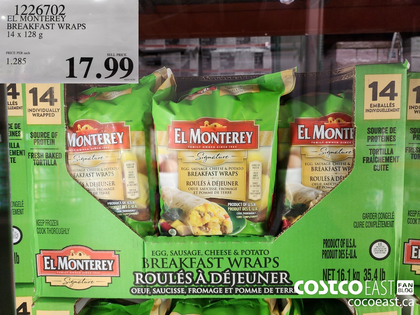 1226702 EL MONTEREY BREAKFAST WRAPS 14 x 128G $17.99
