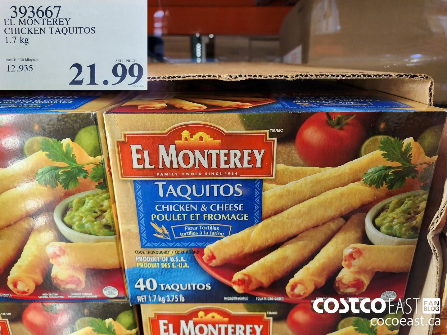 393667 EL MONTEREY CHICKEN TAQUITOS 1.7 KG $21.99