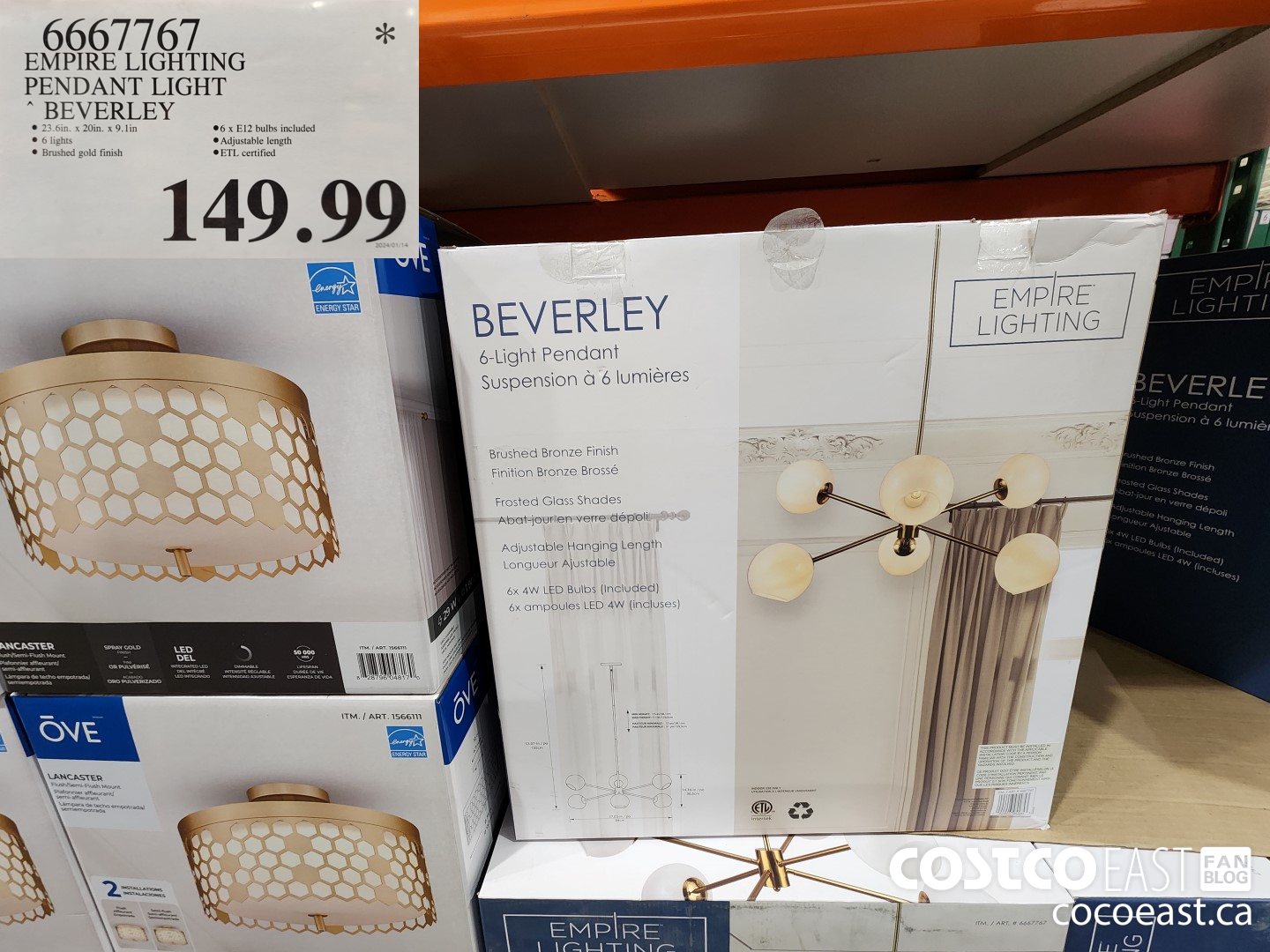 6667767 EMPIRE LIGHTING PENDANT LIGHT BEVERLEY $149.99