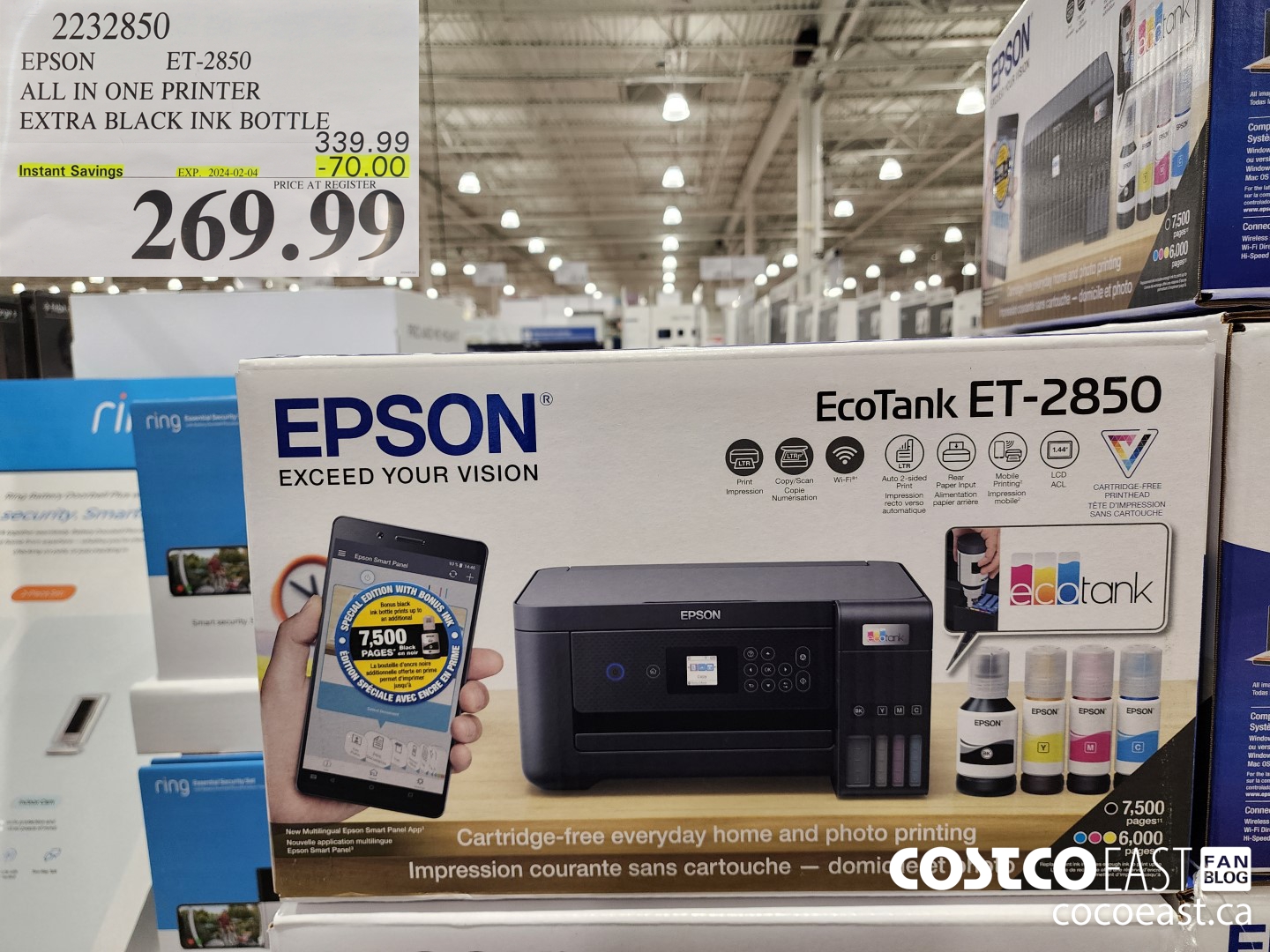 2232850 EPSON ET-2850 ALL IN ONE PRINTER EXTRA BLACK INK BOTTLE ($70.00 INSTANT SAVINGS EXPIRES ON 2024-02-04) $269.99