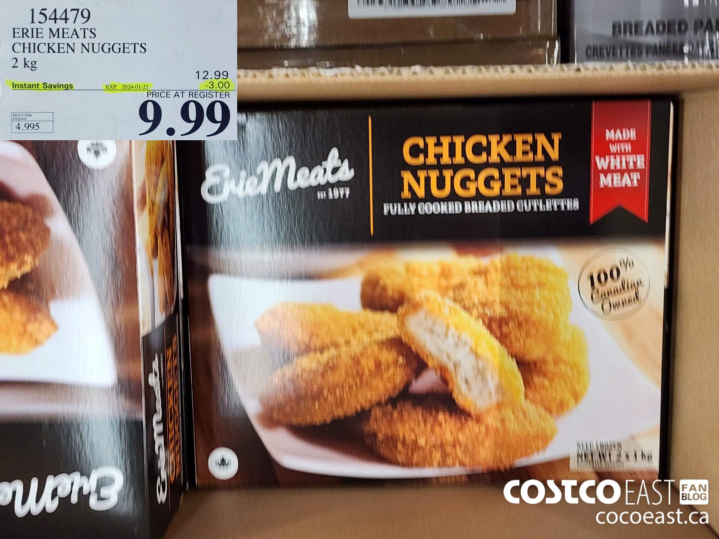 154479 ERIE MEATS CHICKEN NUGGETS 2 kg ($3.00 INSTANT SAVINGS EXPIRES ON 2024-01-21) $9.99