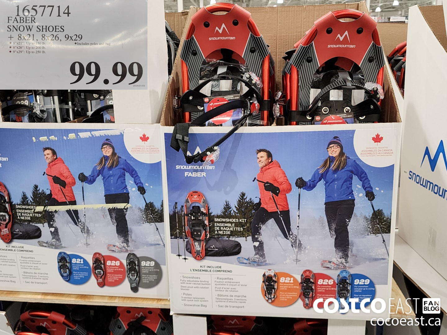 1657714 FABER SNOW SHOES + 8X21, 8x26, 9X29 $99.99