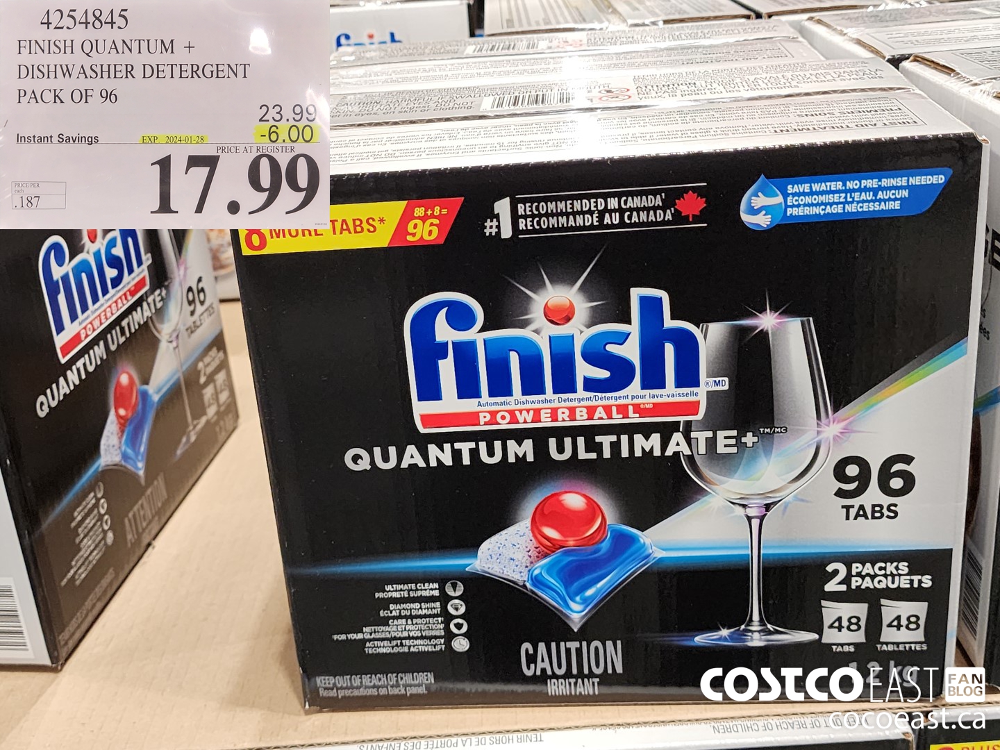 4254845 FINISH QUANTUM + DISHWASHER DETERGENT PACK OF 96 ($6.00 INSTANT SAVINGS EXPIRES ON 2024-01-28) $17.99
