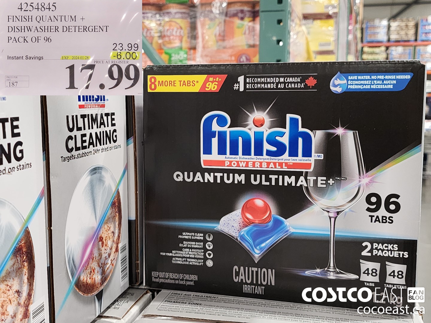 4254845 FINISH QUANTUM + DISHWASHER DETERGENT PACK OF 96 ($6.00 INSTANT SAVINGS EXPIRES ON 2024-01-28) $17.99