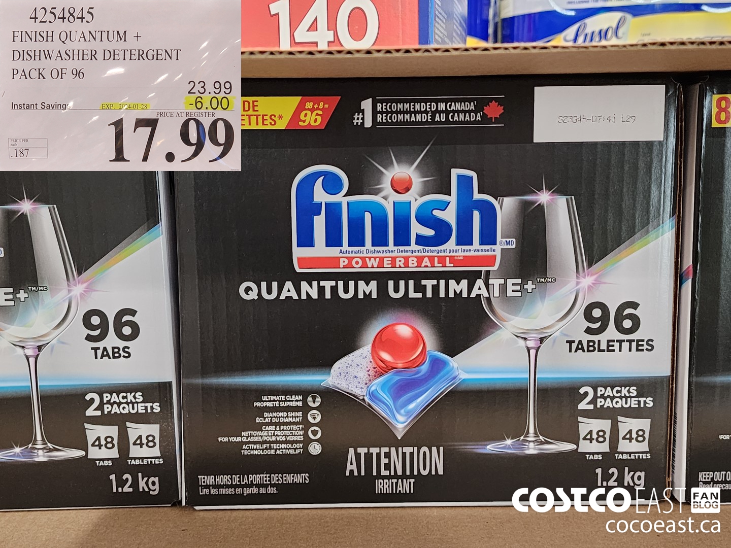 4254845 FINISH QUANTUM + DISHWASHER DETERGENT PACK OF 96 ($6.00 INSTANT SAVINGS EXPIRES ON 2024-01-28) $17.99