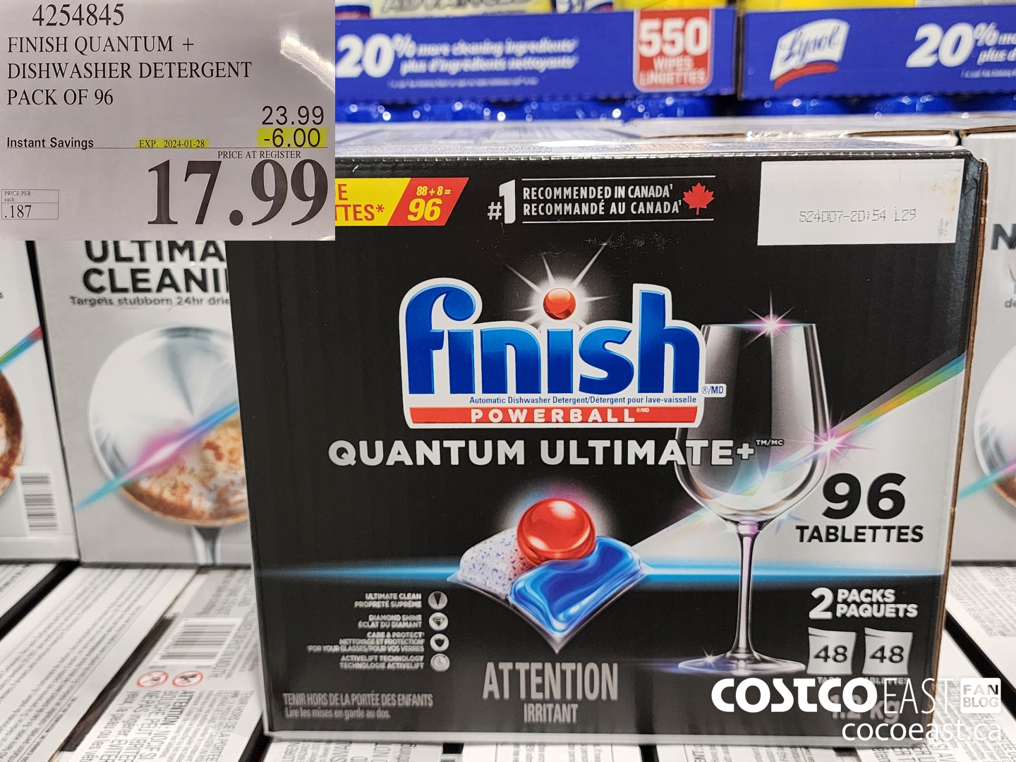 4254845 FINISH QUANTUM + DISHWASHER DETERGENT PACK OF 96 ($6.00 INSTANT SAVINGS EXPIRES ON 2024-01-28) $17.99
