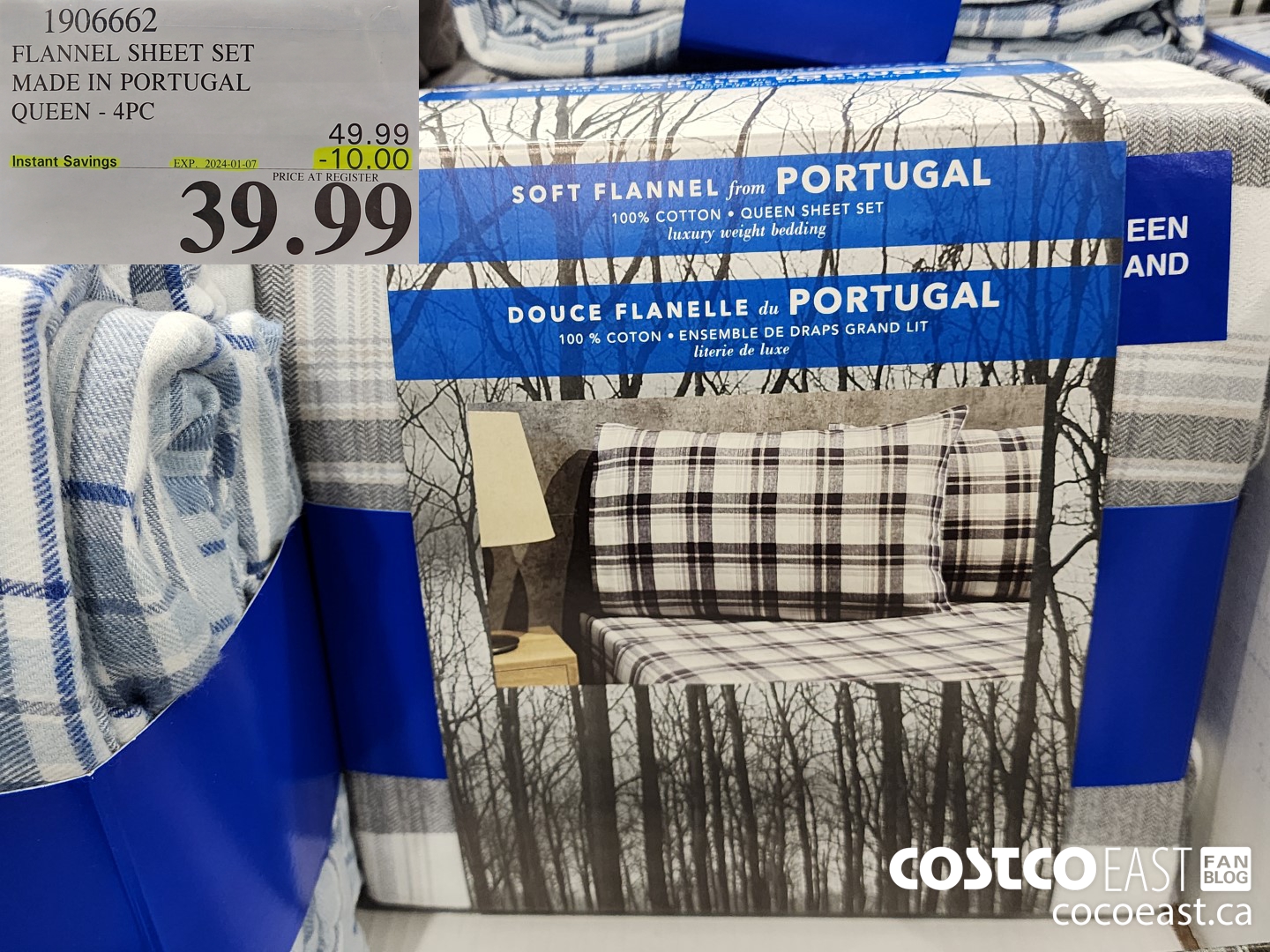 1906662 FLANNEL SHEET SET MADE IN PORTUGAL QUEEN - 4PC ($10.00 INSTANT SAVINGS EXPIRES ON 2024-01-07) $39.99