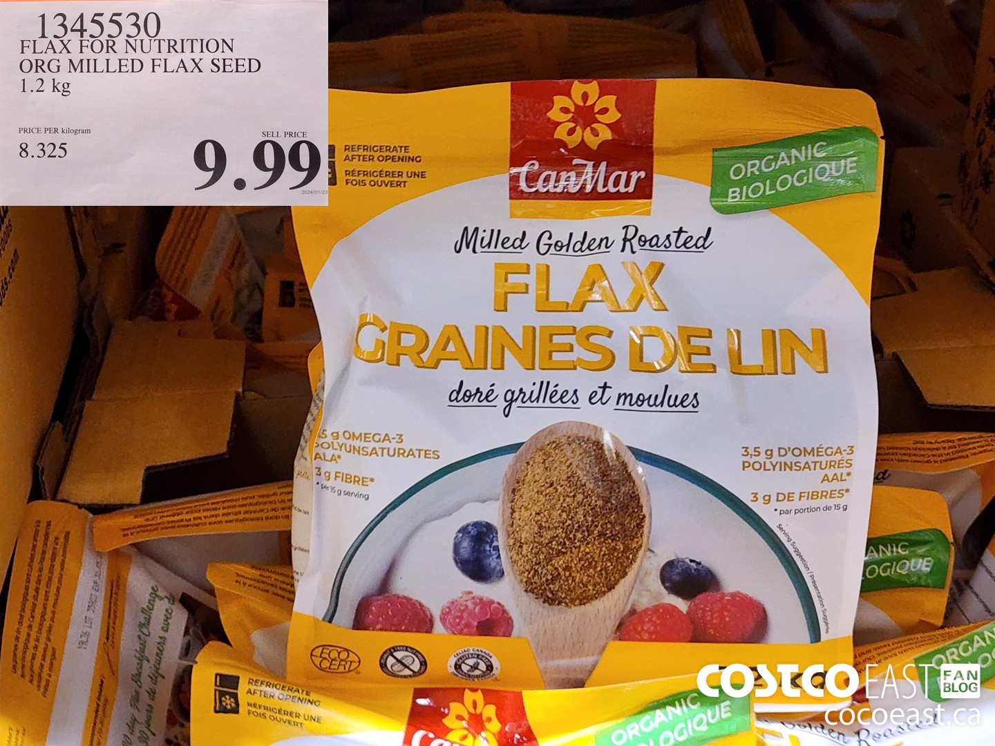 1345530 FLAX FOR NUTRITION ORG MILLED FLAX SEED 1.2 KG $9.99