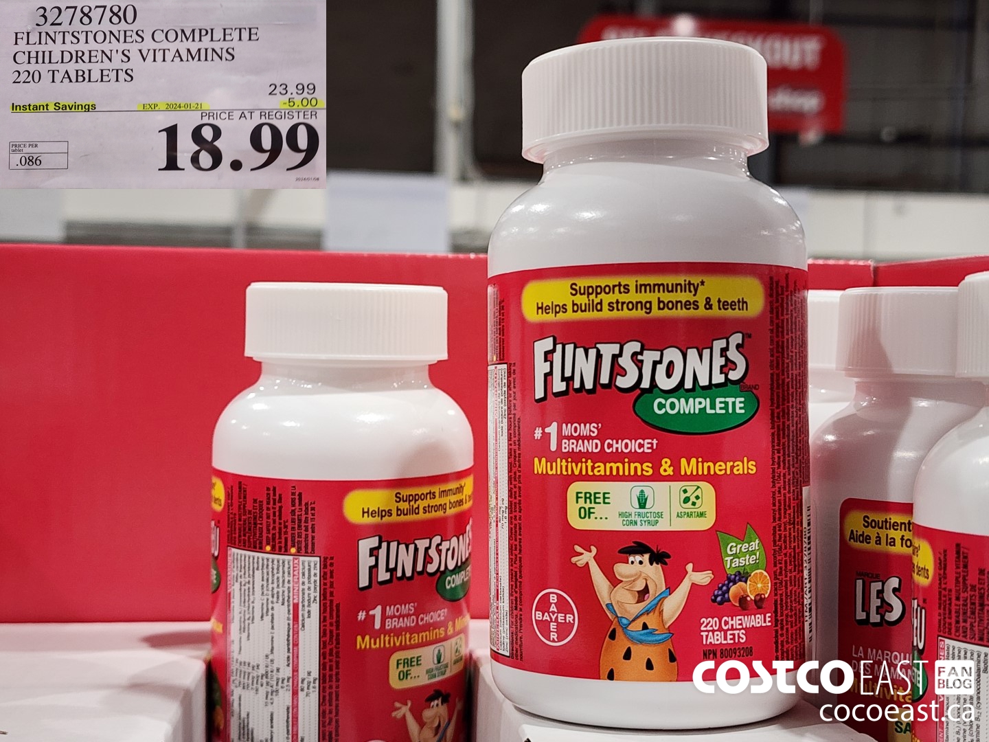 3278780 FLINTSTONES COMPLETE CHILDREN'S VITAMINS 220 TABLETS ($5.00 INSTANT SAVINGS EXPIRES ON 2024-01-21) $18.99