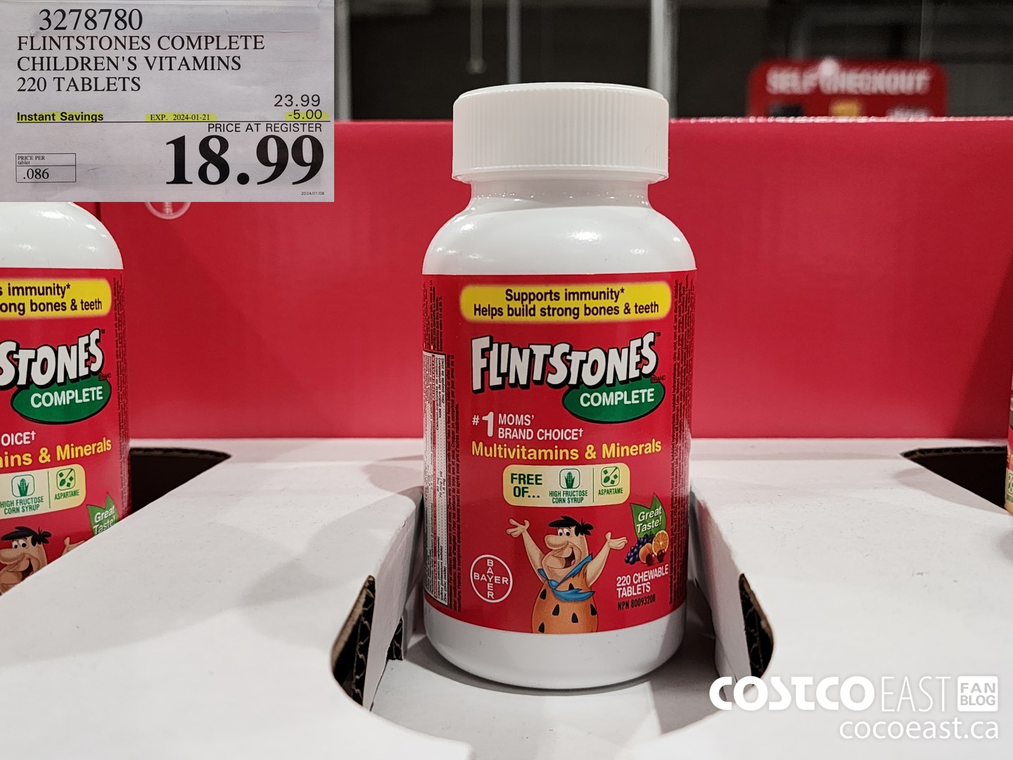 3278780 FLINTSTONES COMPLETE CHILDREN'S VITAMINS 220 TABLETS ($5.00 INSTANT SAVINGS EXPIRES ON 2024-01-21) $18.99