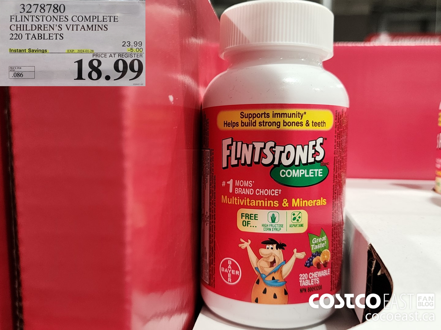 3278780 FLINTSTONES COMPLETE CHILDREN'S VITAMINS 220 TABLETS ($5.00 INSTANT SAVINGS EXPIRES ON 2024-01-28) $18.99