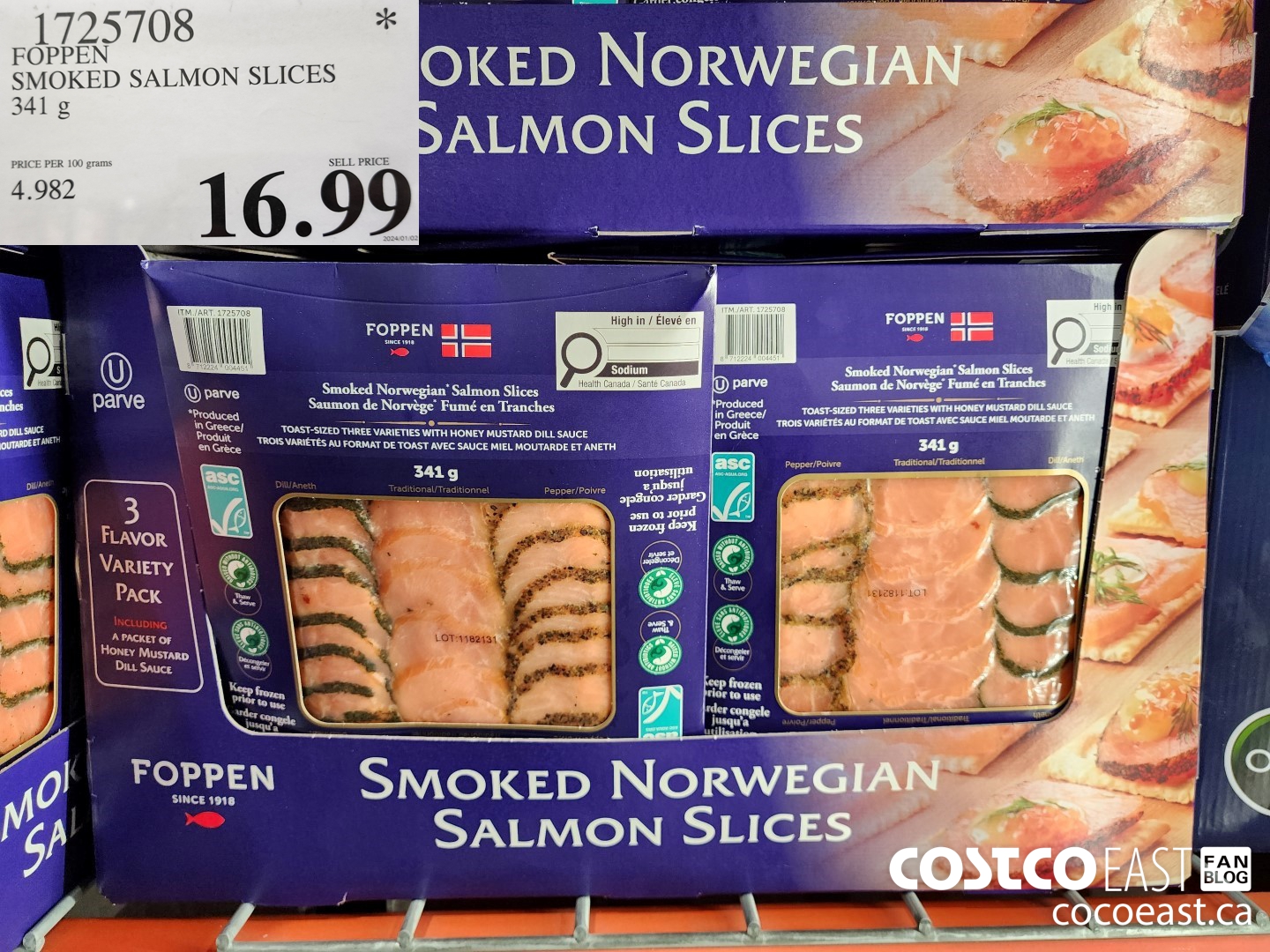 1725708 FOPPEN SMOKED SALMON SLICES 341 G $16.99