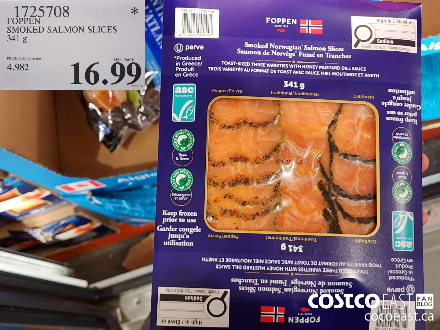 1725708 FOPPEN SMOKED SALMON SLICES 341 G $16.99