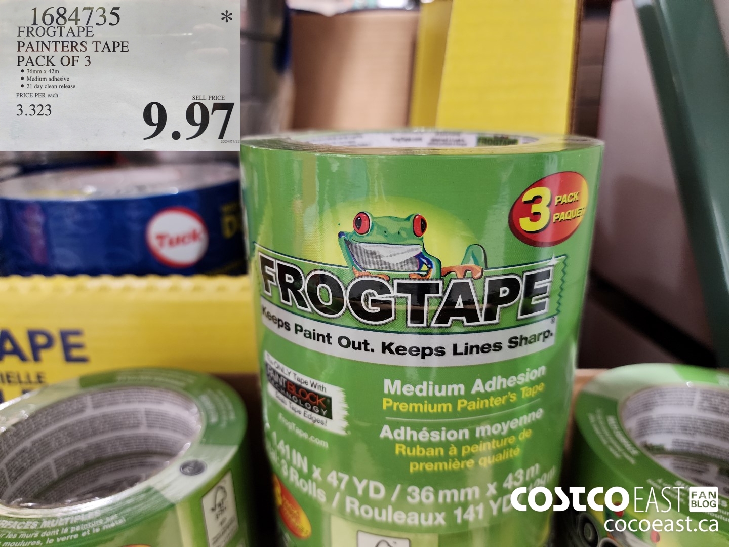 1684735 FROGTAPE PAINTERS TAPE PACK OF 3 $9.97