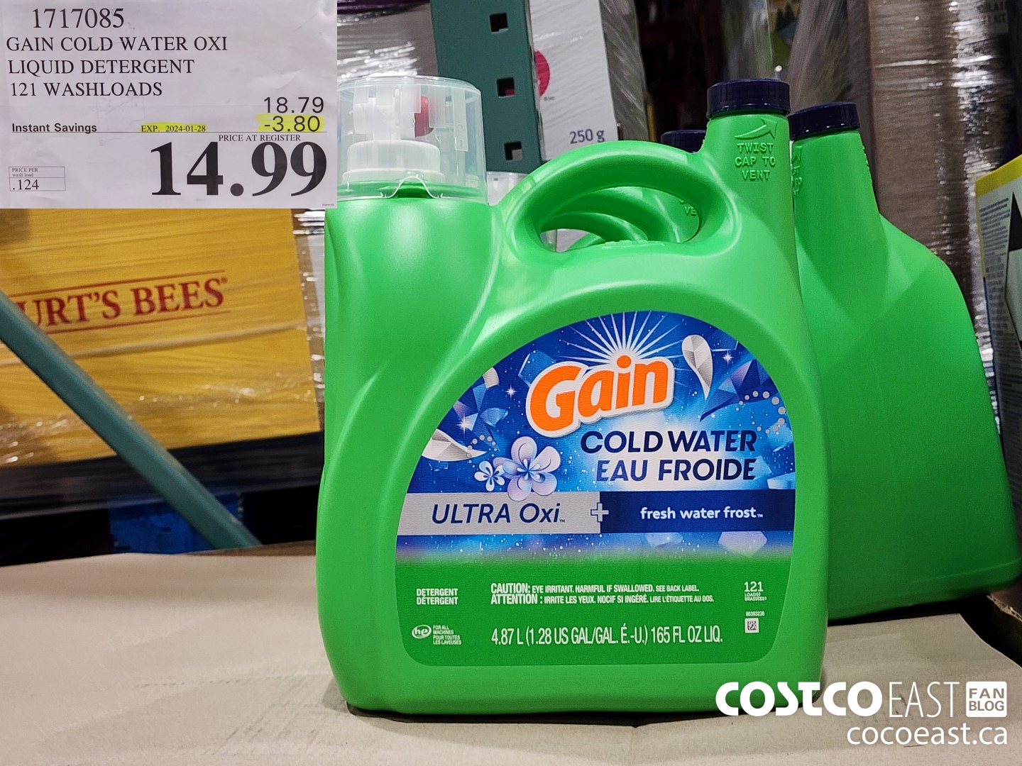 1717085 GAIN COLD WATER OXI LIQUID DETERGENT 121 wash loads ($3.80 INSTANT SAVINGS EXPIRES ON 2024-01-28) $14.99