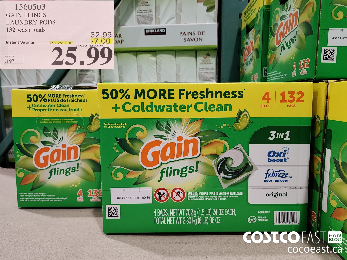1560503 GAIN FLINGS LAUNDRY PODS 132 WASH LOADS ($7.00 INSTANT SAVINGS EXPIRES ON 2024-01-28) $25.99