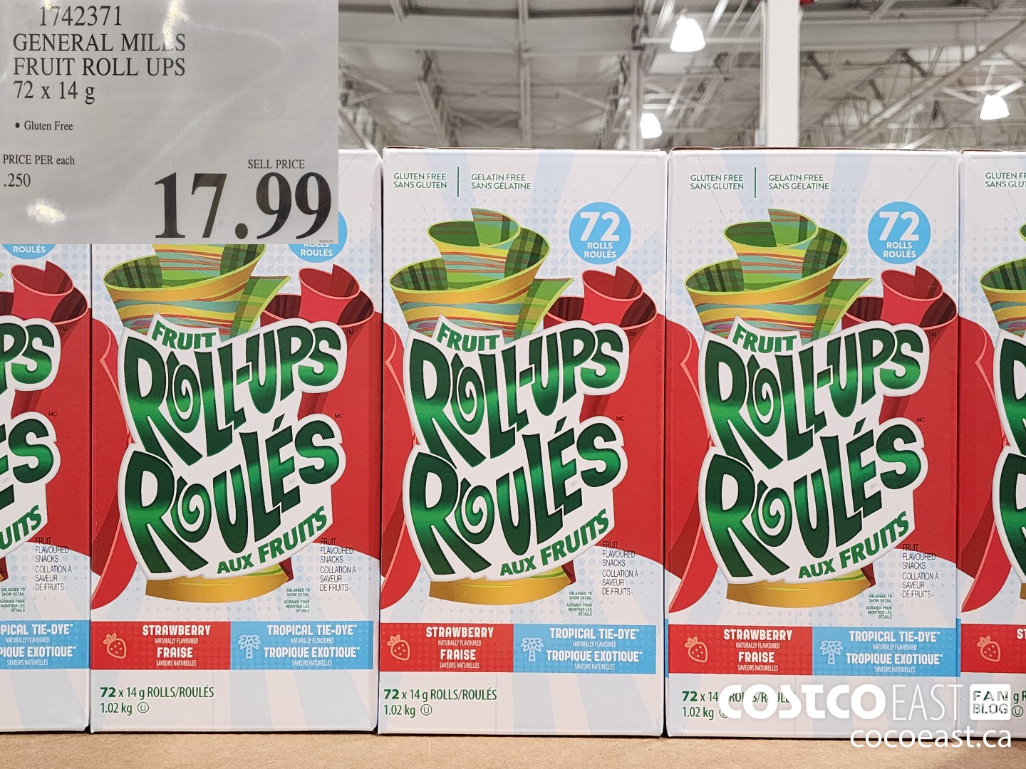 1742371 GENERAL MILLS FRUIT ROLL UPS 72 x 14 G $17.99