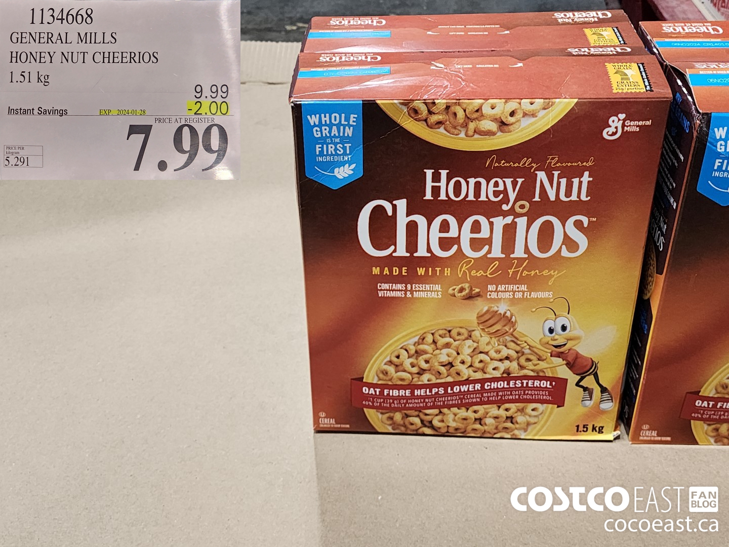 1134668 GENERAL MILLS HONEY NUT CHEERIOS 1.51 kg ($2.00 INSTANT SAVINGS EXPIRES ON 2024-01-28) $7.99