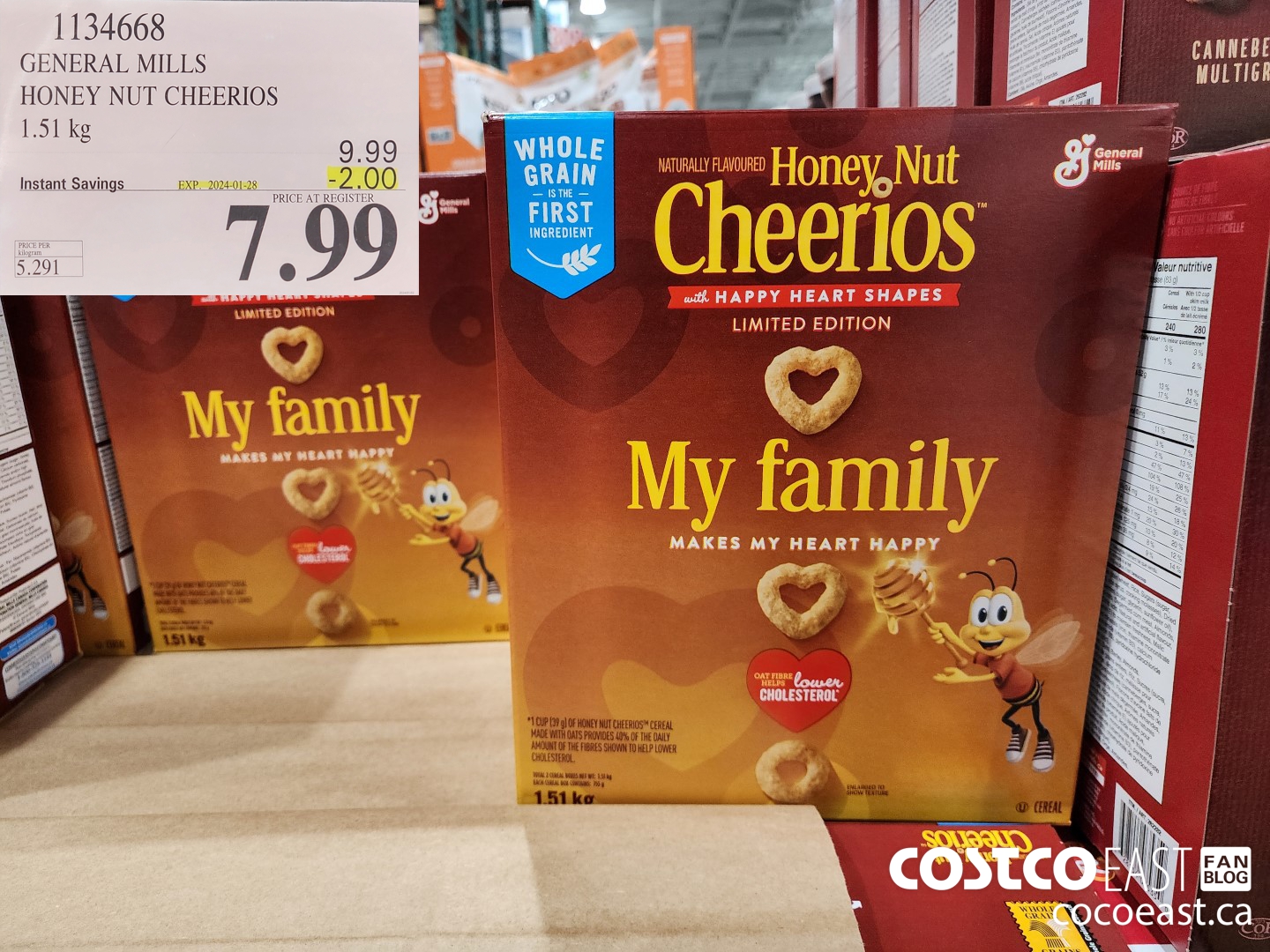 1134668 GENERAL MILLS HONEY NUT CHEERIOS 1.51 kg ($2.00 INSTANT SAVINGS EXPIRES ON 2024-01-28) $7.99
