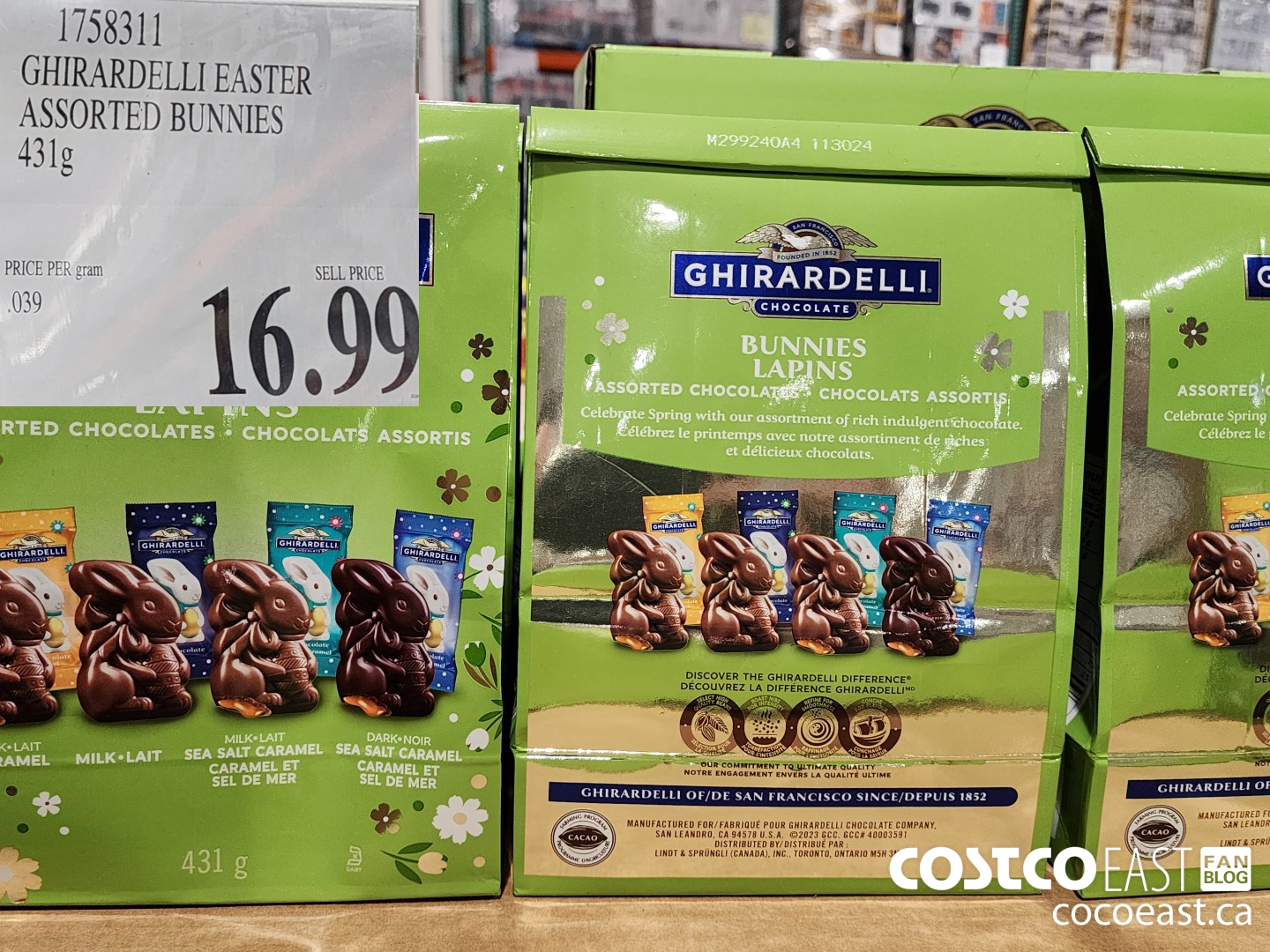 1758311 GHIRARDELLI EASTER ASSORTED BUNNIES 431g $16.99