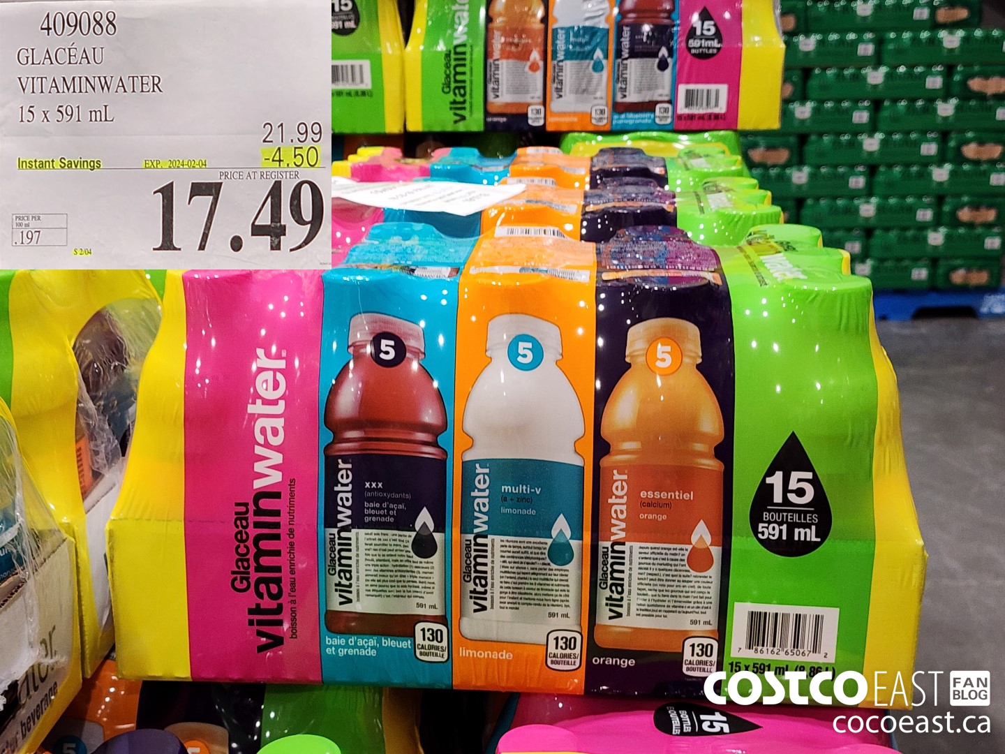 409088 GLACEAU VITAMINWATER VARIETY 15 X 591 ML ($4.50 INSTANT SAVINGS EXPIRES ON 2024-02-04) $17.49