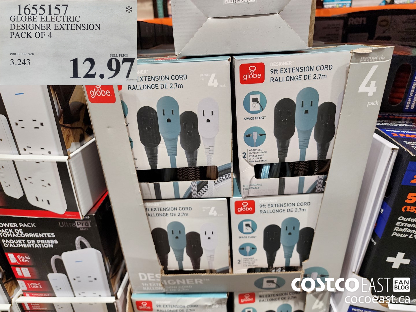 1655157 GLOBE ELECTRIC DESIGNER EXTENSION PACK OF 4 $12.97