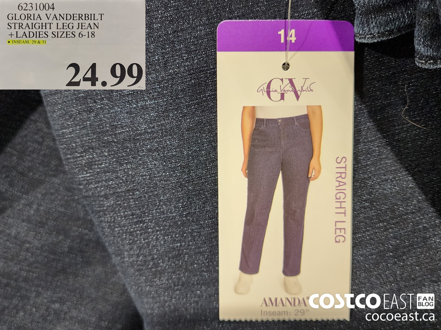 6231004 GLORIA VANDERBILT STRAIGHT LEG JEAN +LADIES SIZES 6-18 $24.99