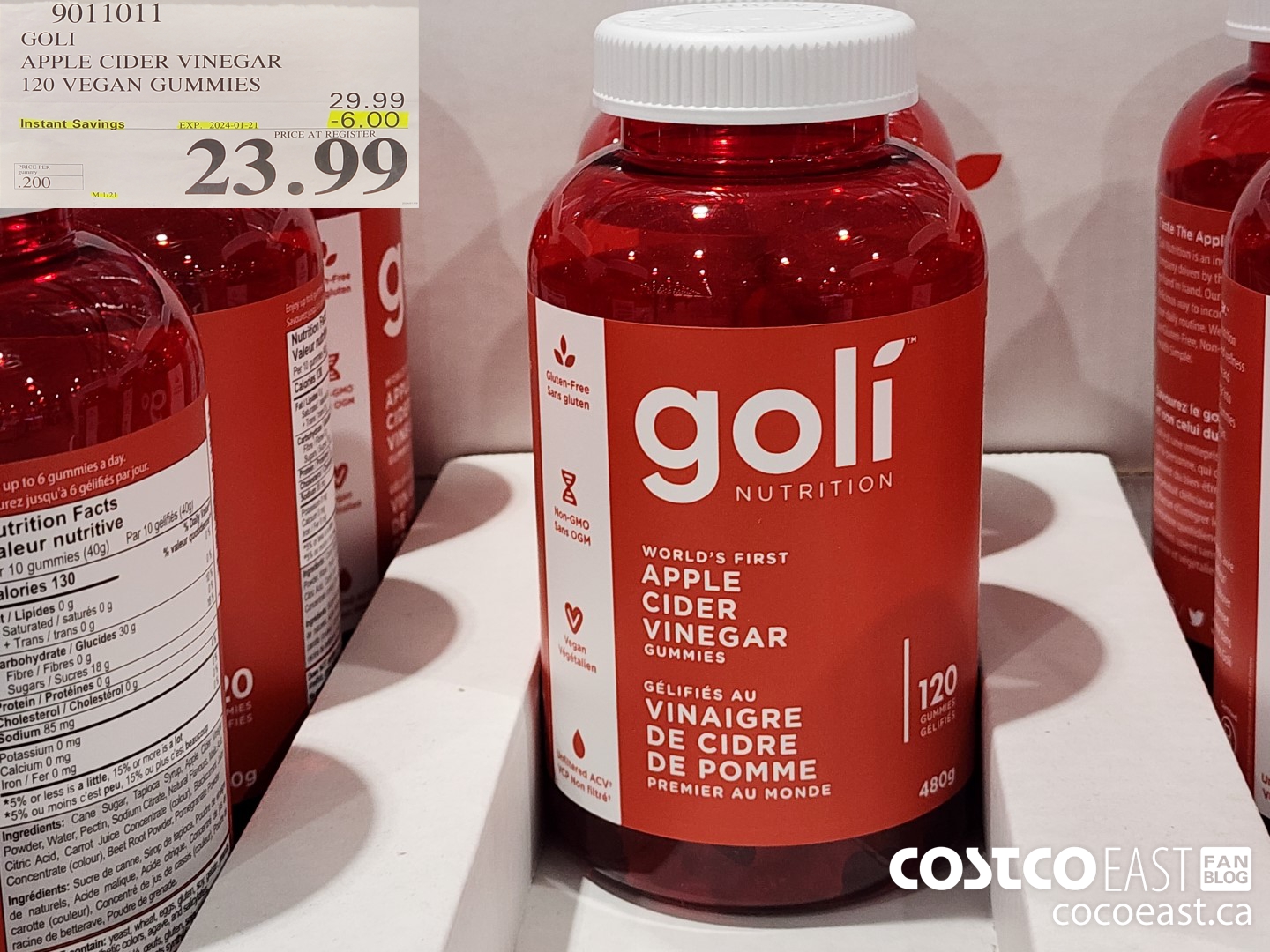 9011011 GOLI APPLE CIDER VINEGAR 120 VEGAN GUMMIES ($6.00 INSTANT SAVINGS EXPIRES ON 2024-01-21) $23.99