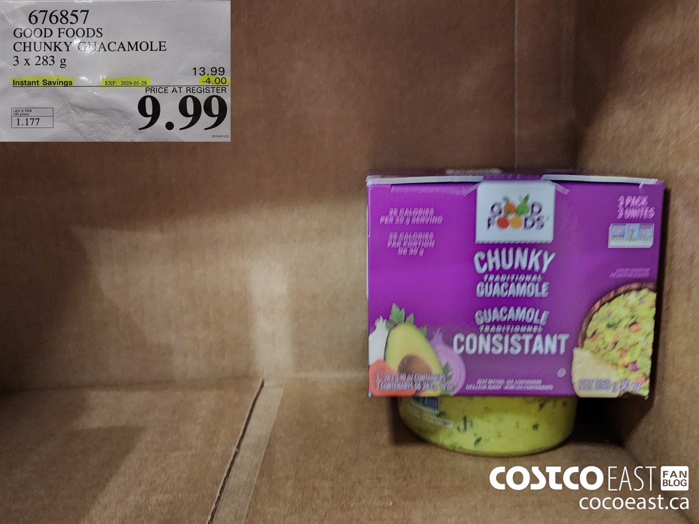 676857 GOOD FOODS CHUNKY GUACAMOLE 3 X 283 G ($4.00 INSTANT SAVINGS EXPIRES ON 2024-01-28) $9.99