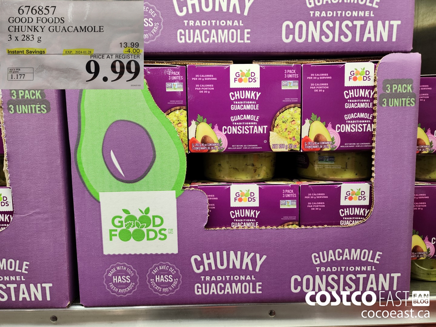 676857 GOOD FOODS CHUNKY GUACAMOLE 3 X 283 G ($4.00 INSTANT SAVINGS EXPIRES ON 2024-01-28) $9.99