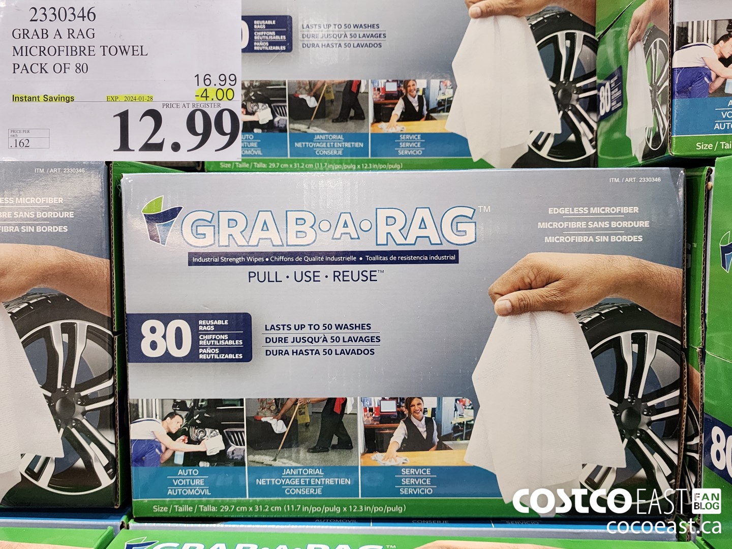 2330346 GRAB A RAG MICROFIBRE TOWEL PACK OF 80 ($4.00 INSTANT SAVINGS EXPIRES ON 2024-01-28) $12.99