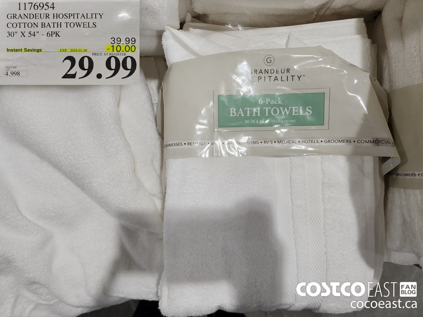 1176954 GRANDEULR HOSPITALITY COTTON BATH TOWELS 30