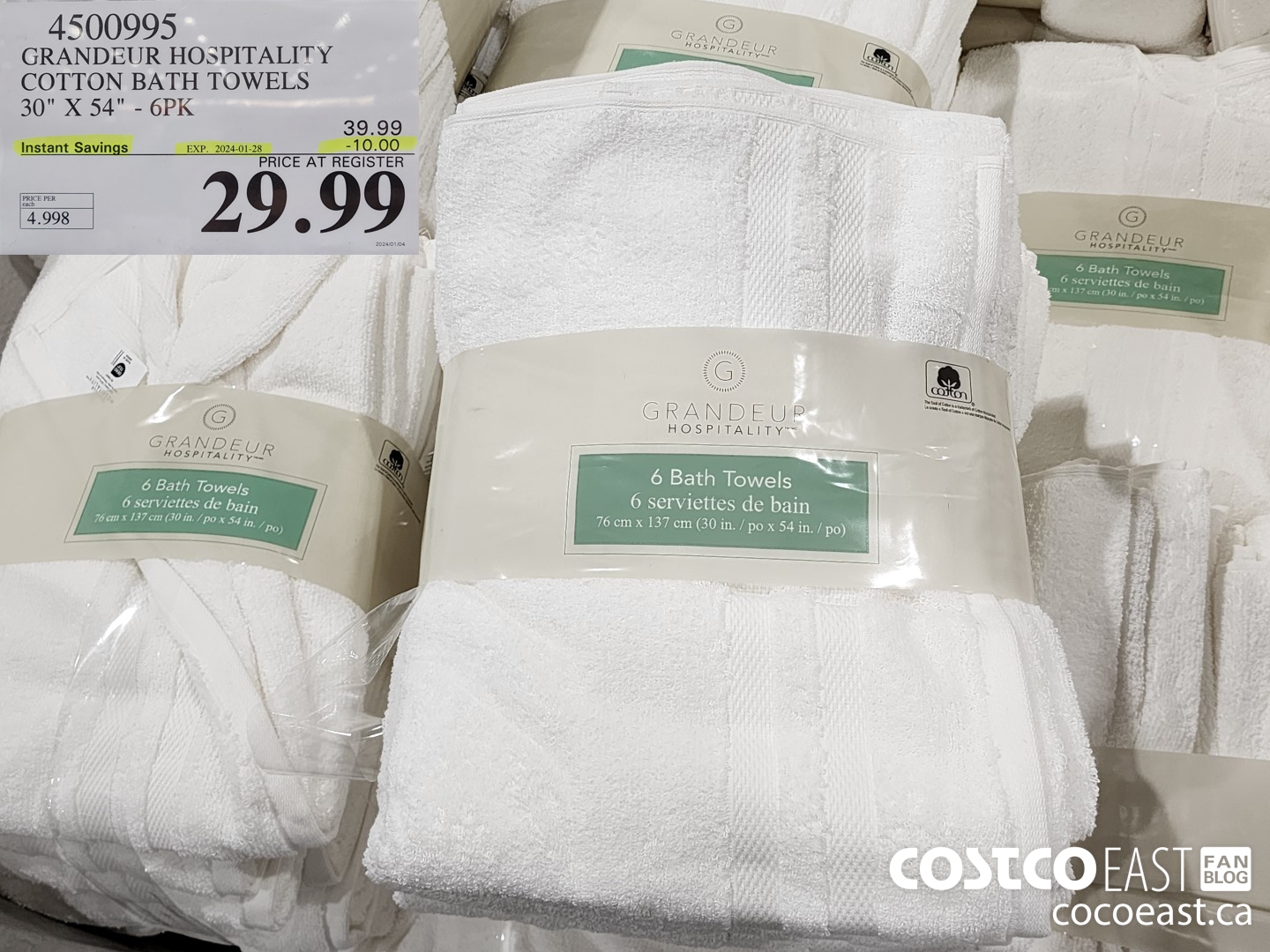 4500995 GRANDEUR HOSPITALITY COTTON BATH TOWELS 30