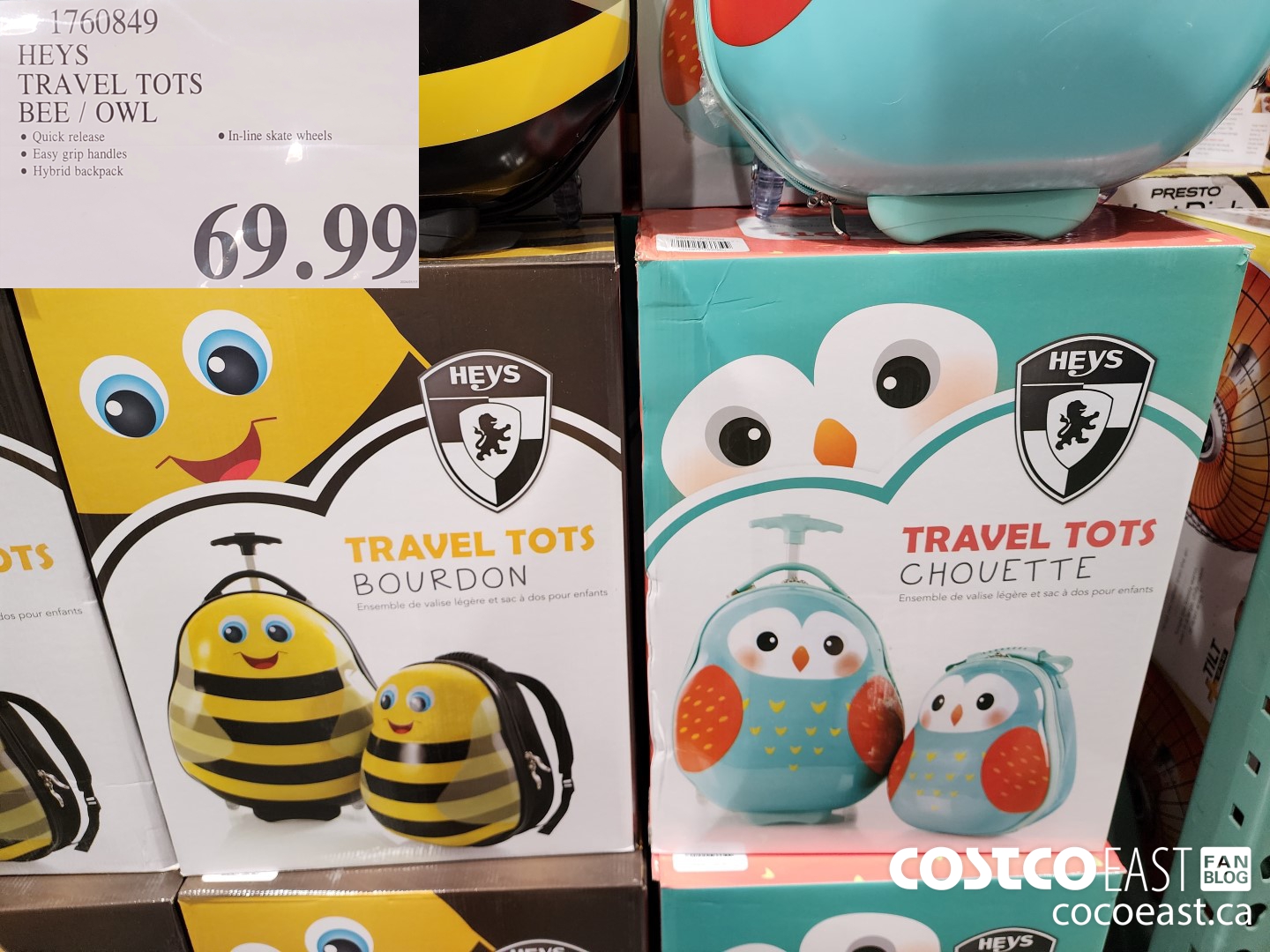 1760849 HEYS TRAVEL TOTS BEE / OWL $69.99