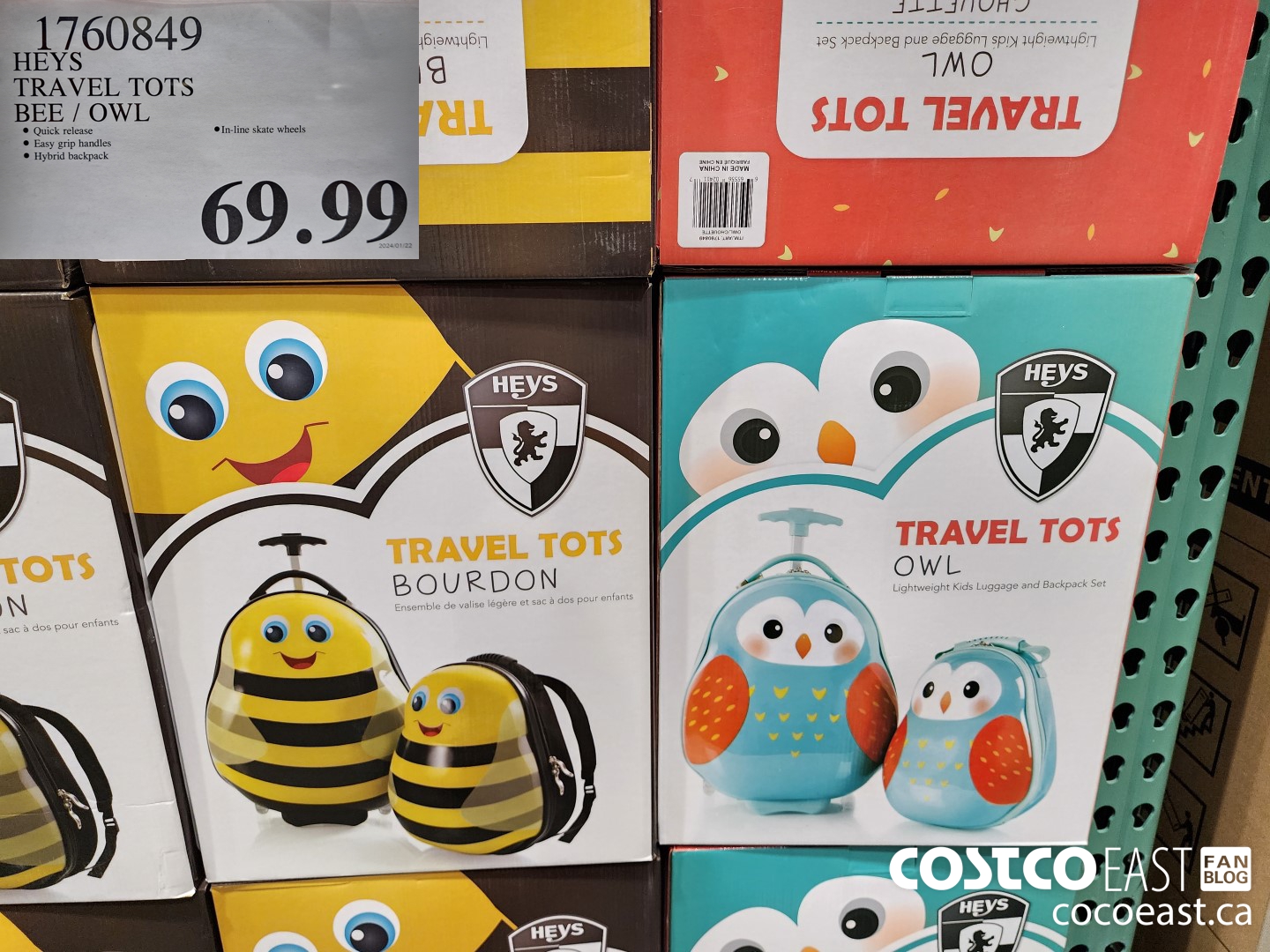 1760849 HEYS TRAVEL TOTS BEE / OWL $69.99