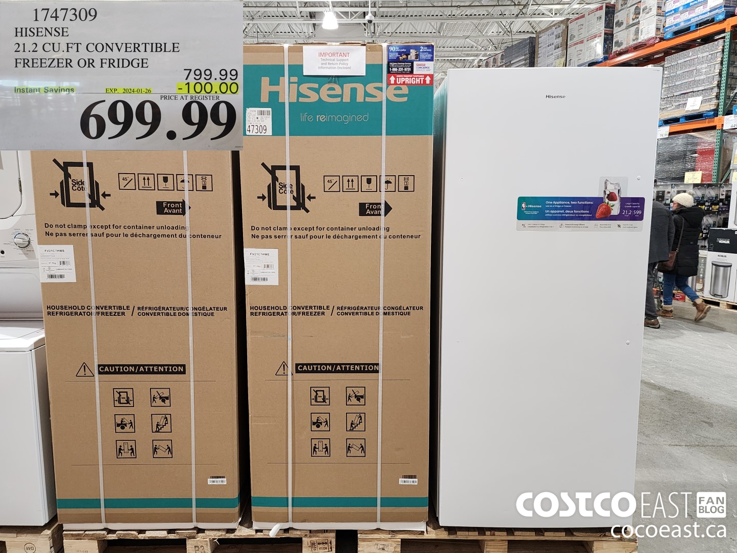 1747309 HISENSE 21.2 CU.FT CONVERTIBLE FREEZER OR FRIDGE 20234-01-26 ($100.00 INSTANT SAVINGS) $699.99
