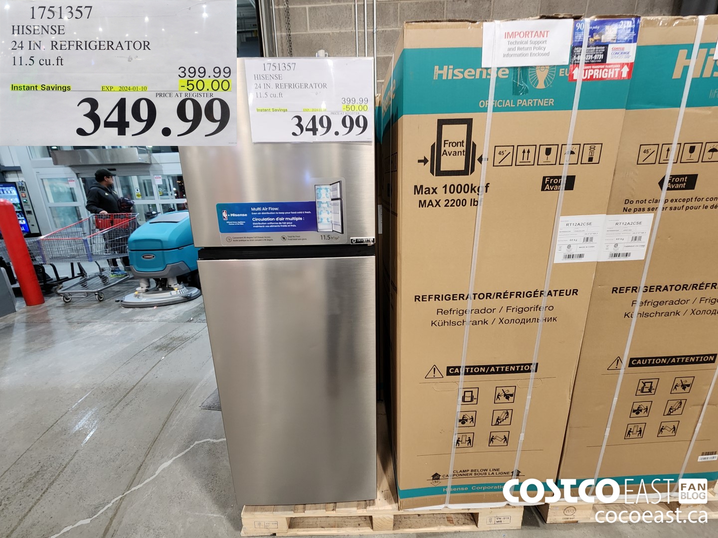 1751357 HISENSE 24 IN. REFRIGERATOR 11.5 cu.ft ($50.00 INSTANT SAVINGS EXPIRES ON 2024-01-10) $349.99