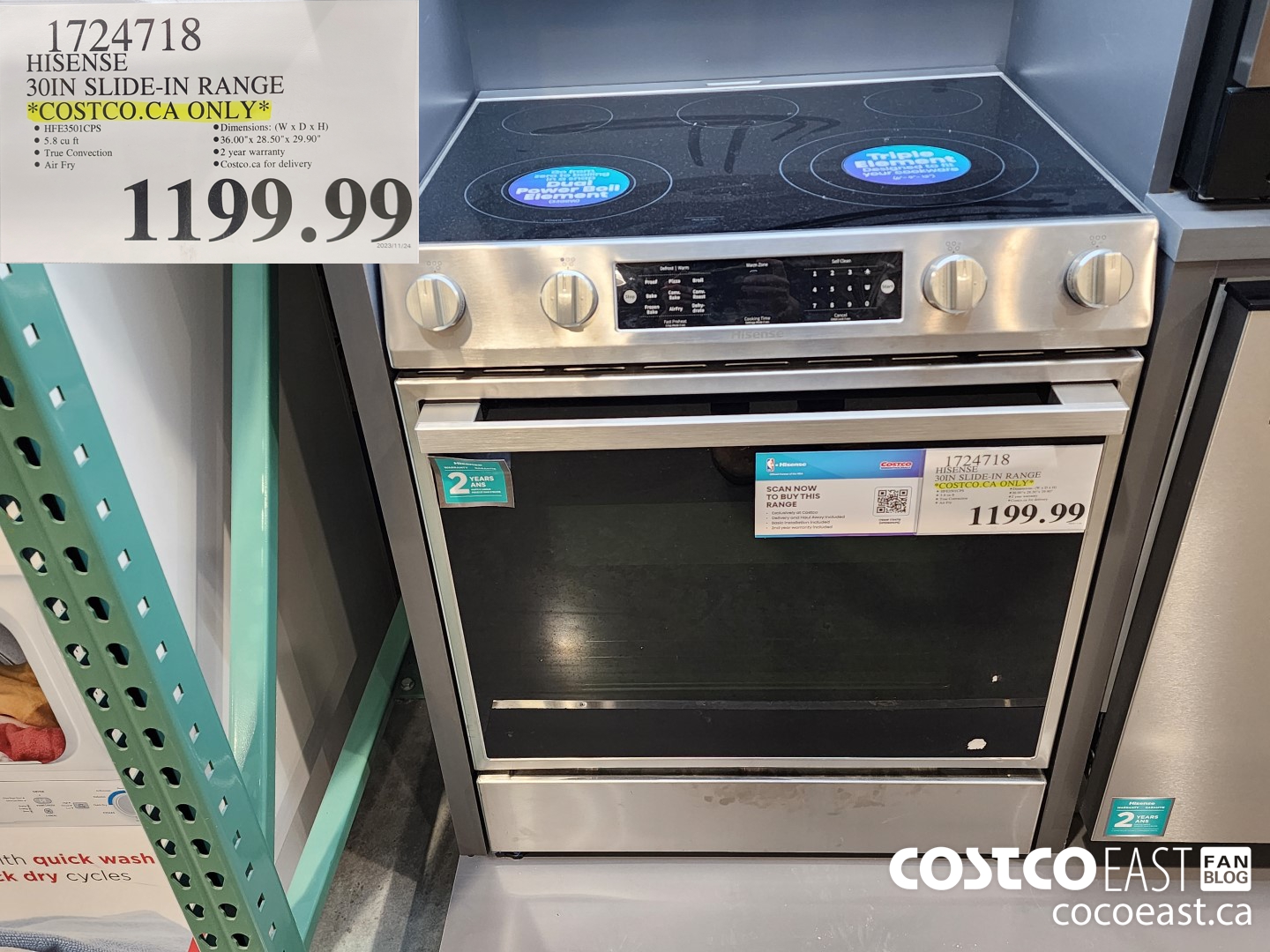 1724718 HISENSE 30IN SLIDE-IN RANGE *COSTCO.CA ONLY* $1199.99