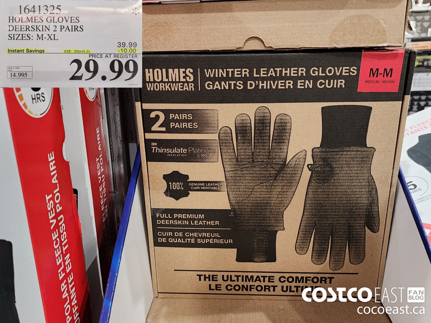 1641325 HOLMES GLOVES DEERSKIN 2 PAIRS SIZES: M-XL ($10.00 INSTANT SAVINGS EXPIRES ON 2024-01-21) $29.99